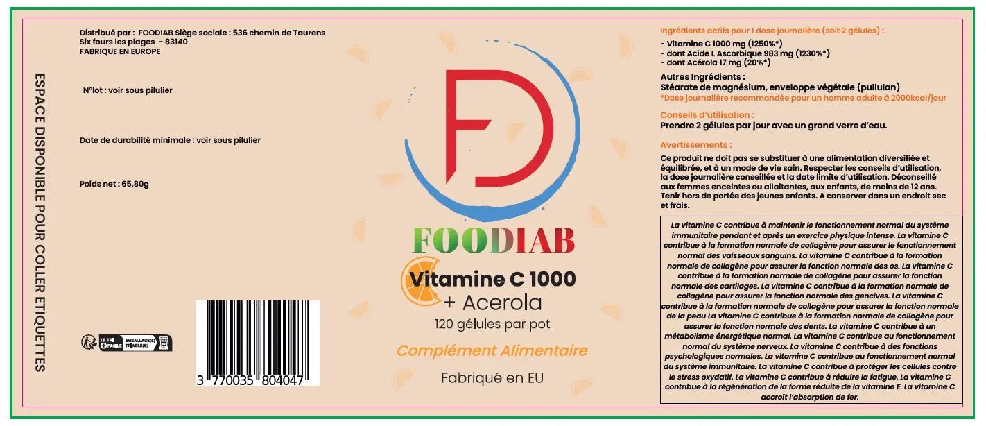 Vitamine C + Acérola Foodiab